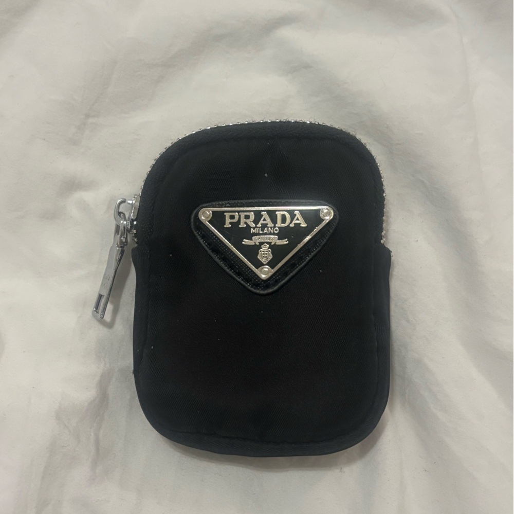 Black Mini Pouch with Silver Zipper